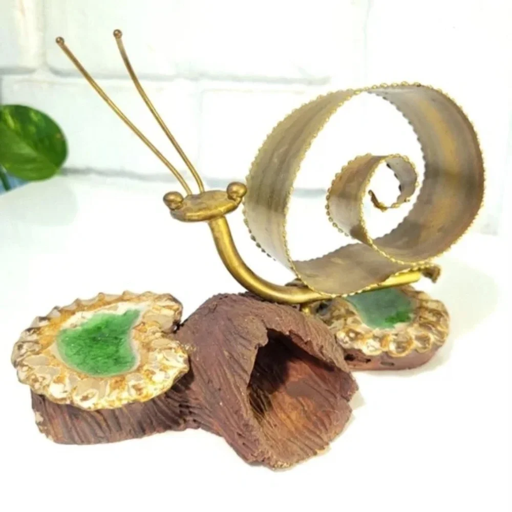 Unique Snail Brass and Clay Sculpture